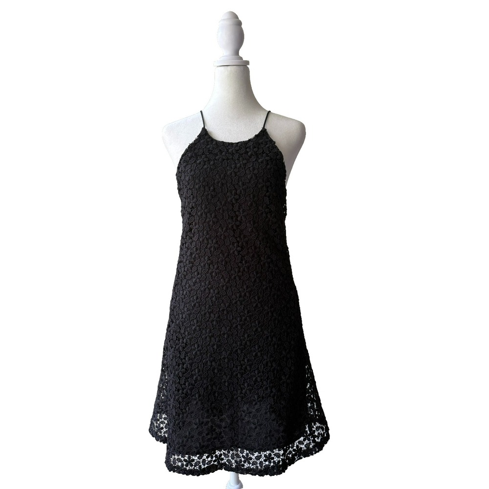 Zara Mini Dress Sz XS Black Floral Lace Romantic‎ Chic Date Night Cocktail Party